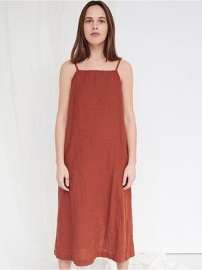 Linenfox Aurora Dress in Terracotta XS